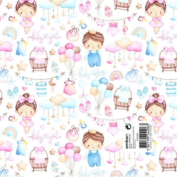 Papel Embrulho Infantil Boy or Girl 100x70 - 25un.