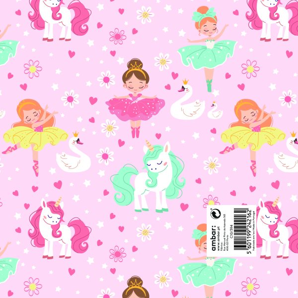 Papel Embrulho Infantil Baby Ballerina 100x70 - 25un.