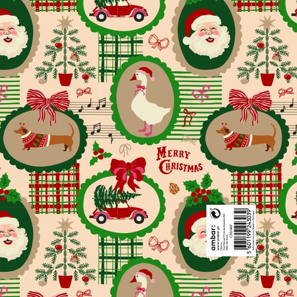 Papel Embrulho Natal Dachshund 100x70 - 25un.