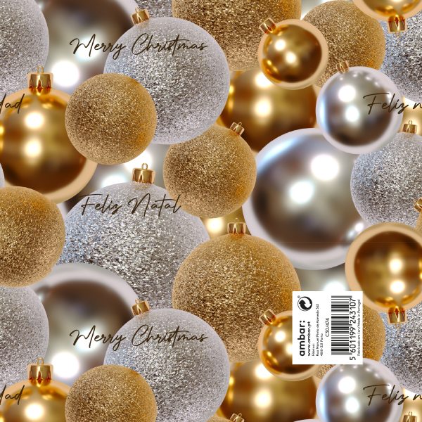 Papel Embrulho Natal Shiny Ornaments 100x70 - 25un.