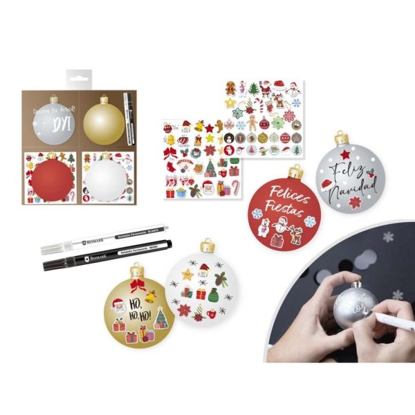 Kit 4 Bolas Natal + 2 Marcadores e Stickers