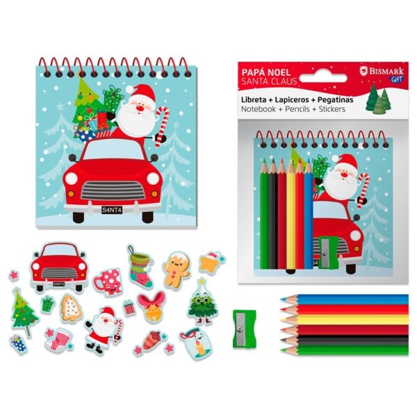 Notebook Pai Natal + Lápis Cor e Stickers